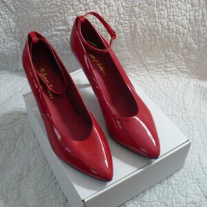 EXCELLENT CONDITION SEXY SHOES RED PATENT WITH ANKLE STRAP-SZ 14W